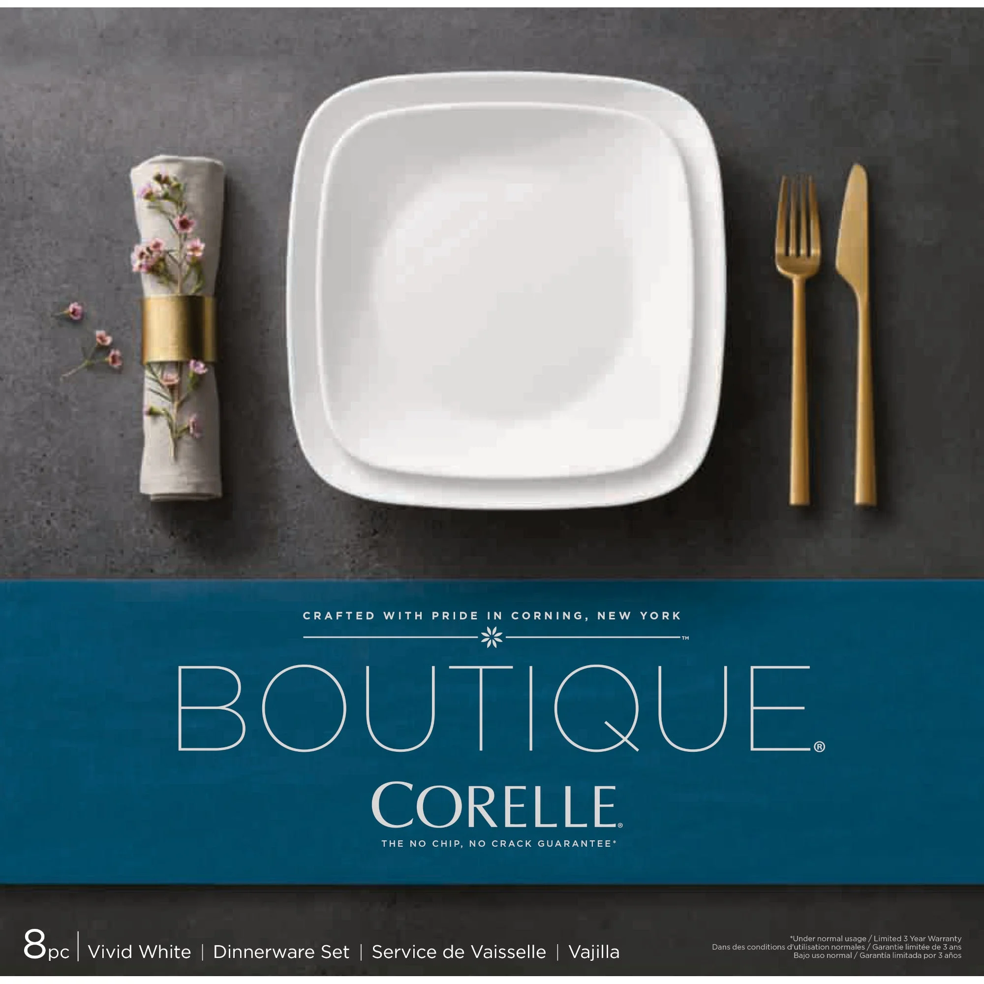 Corelle® Versatile Boutique Vivid White 8-piece Dinnerware Set, Service for 4 - Image 2