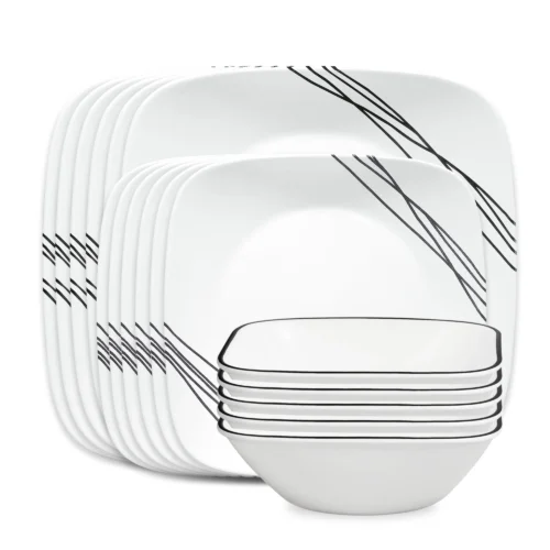 Corelle® Versatile Square Simple Sketch 18-piece Dinnerware Set, Service for 6