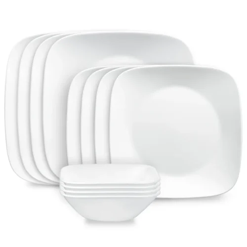 Corelle® Versatile Square™ Pure White 12-piece Dinnerware Set, Service for 4