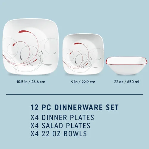 Alternative view of Corelle® Versatile Square Splendor 12-piece Dinnerware Set, Service for 4