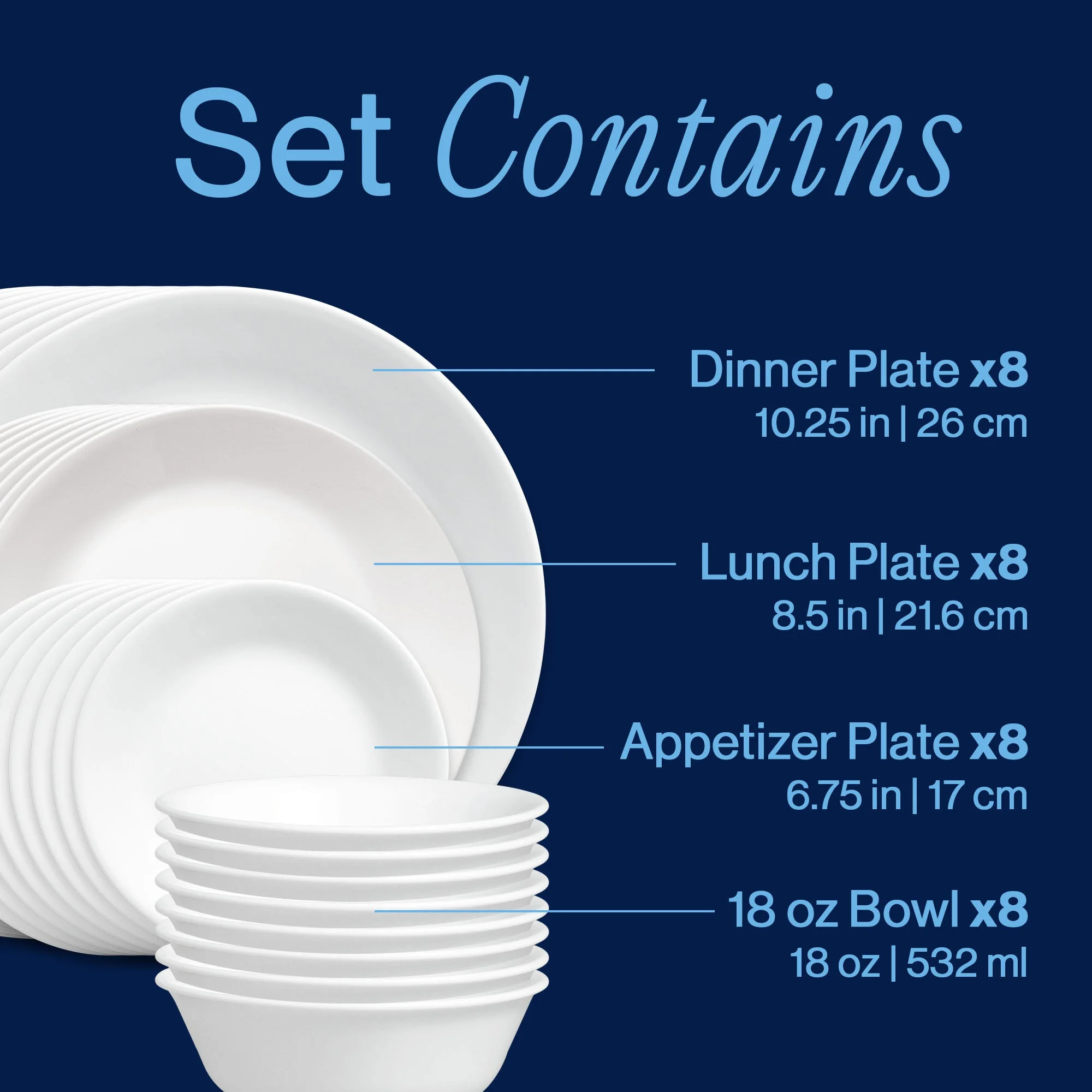 Corelle® Versatile Shimmering White 32-piece Dinnerware Set, Service for 8 - Image 3