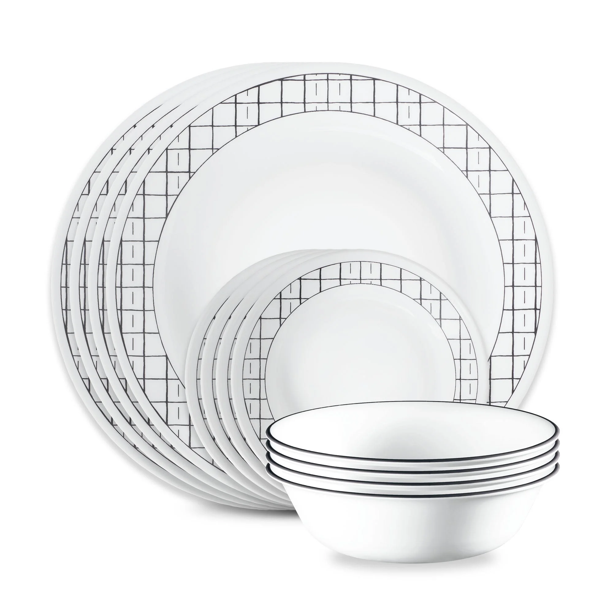 Corelle® Versatile Delicate Grid 12-piece Dinnerware Set, Service for 4