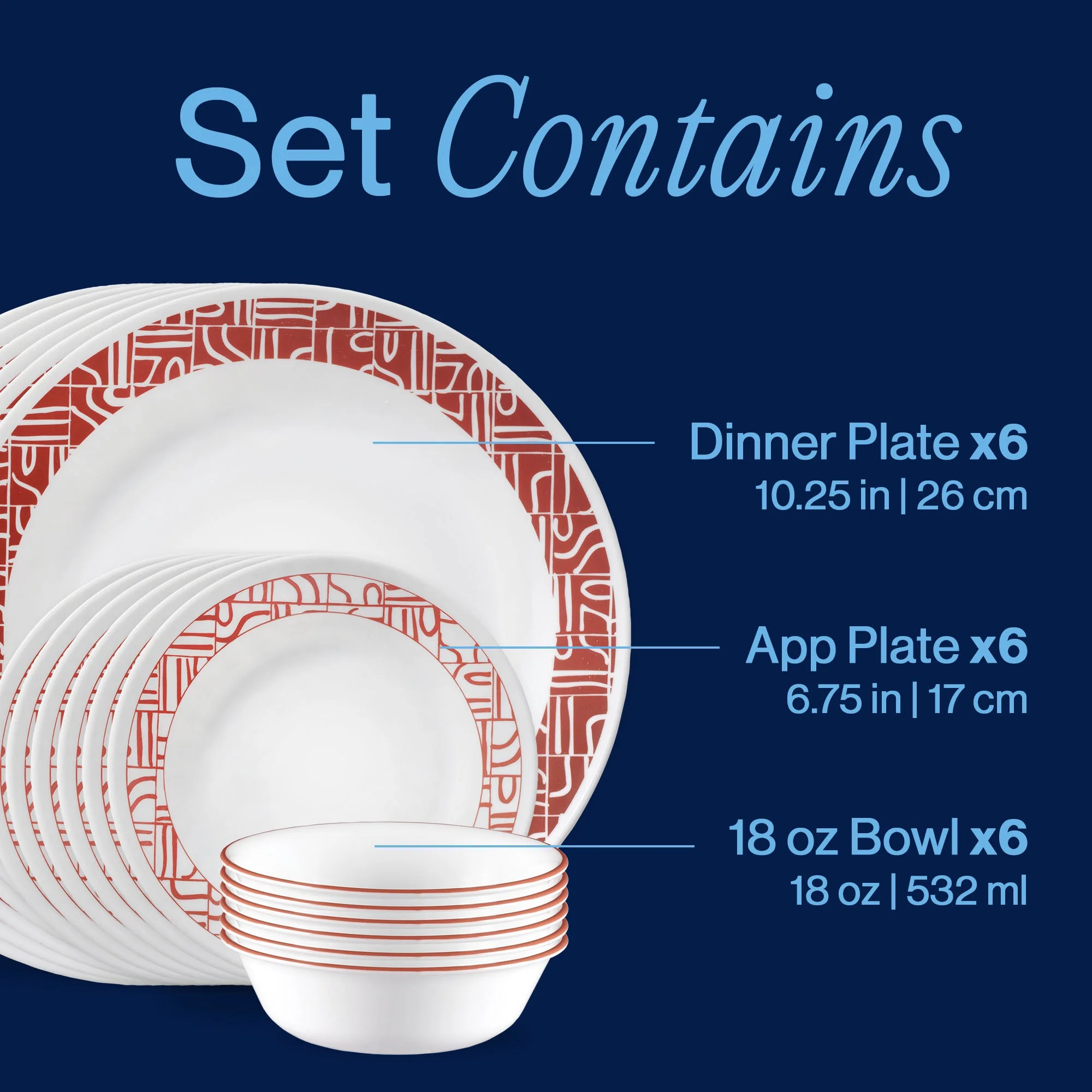 Corelle® Versatile Terra Rosa 18-piece Dinnerware Set, Service for 6 - Image 3