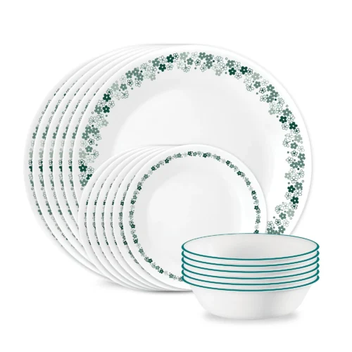 Corelle® Versatile Spring Blossom Green II 18-piece Dinnerware Set, Service for 6