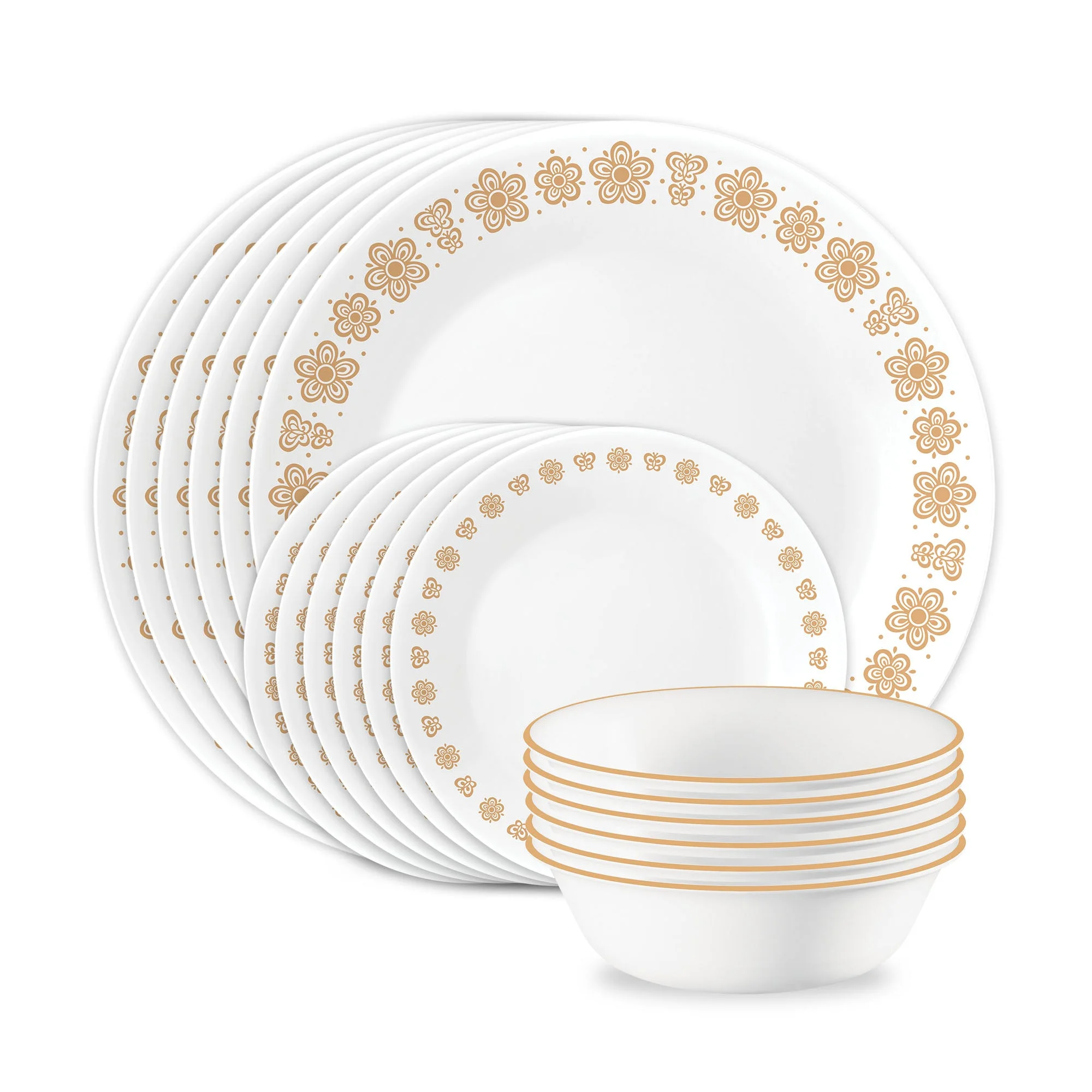Corelle® Versatile Butterfly Gold II 18-piece Dinnerware Set, Service for 6