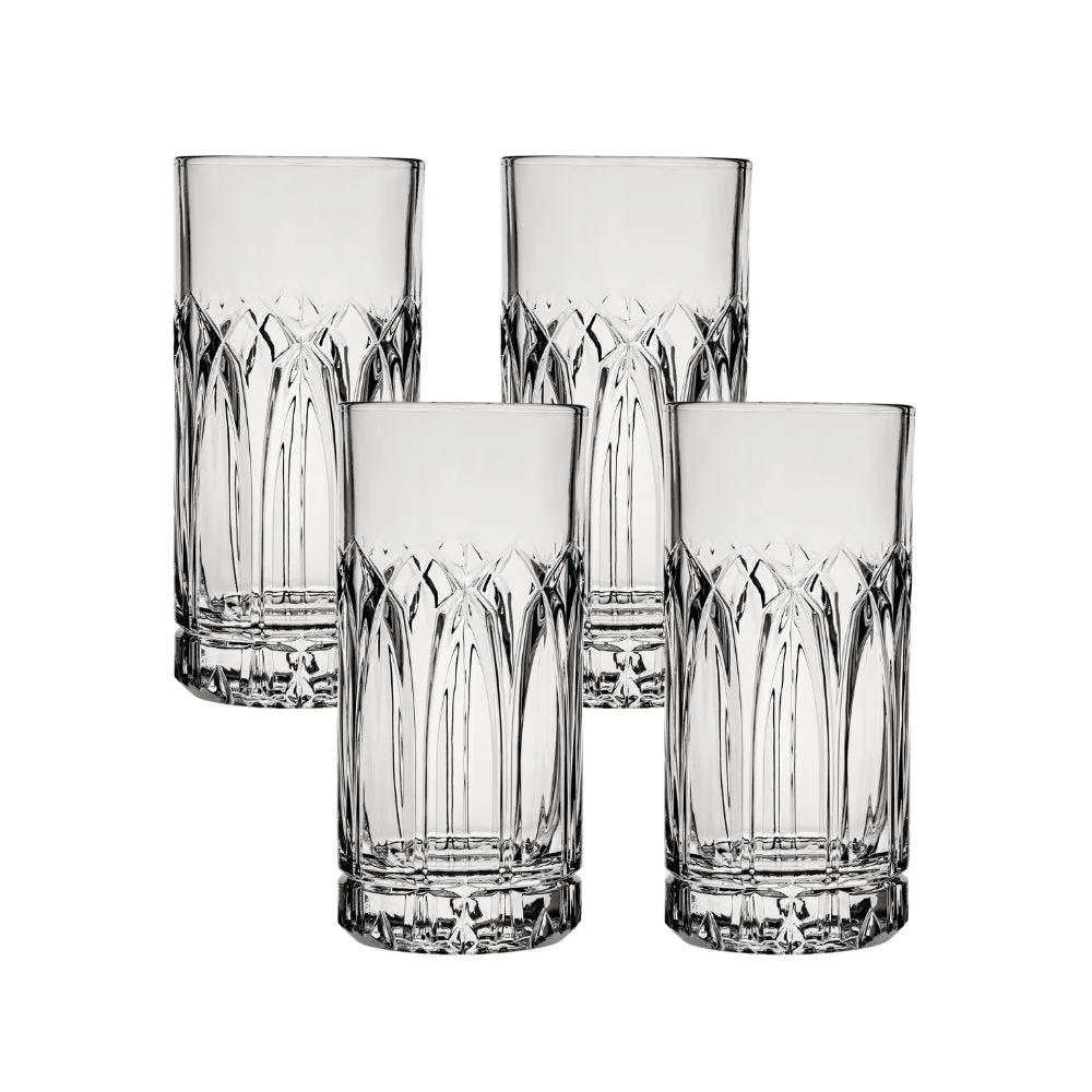 Ocean Glassware Traze PST Highball Glasses (4-Pieces), 12-ounce, Dishwasher Safe