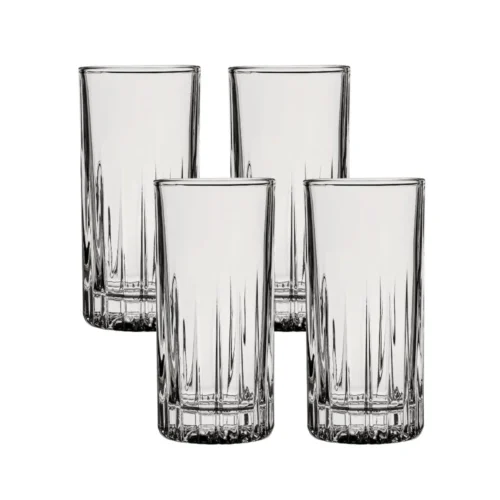 Ocean Glass Traze PRE Highball Glasses (4-Pieces), 12-ounce, Dishwasher Safe