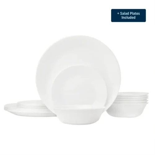 Corelle® Versatile Winter Frost White Dinnerware Set – Service for 6 + Salad Plates