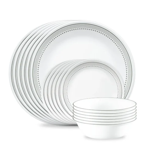 Corelle® Versatile Mystic Gray 18-piece Mugless Dinnerware Set, Service for 6