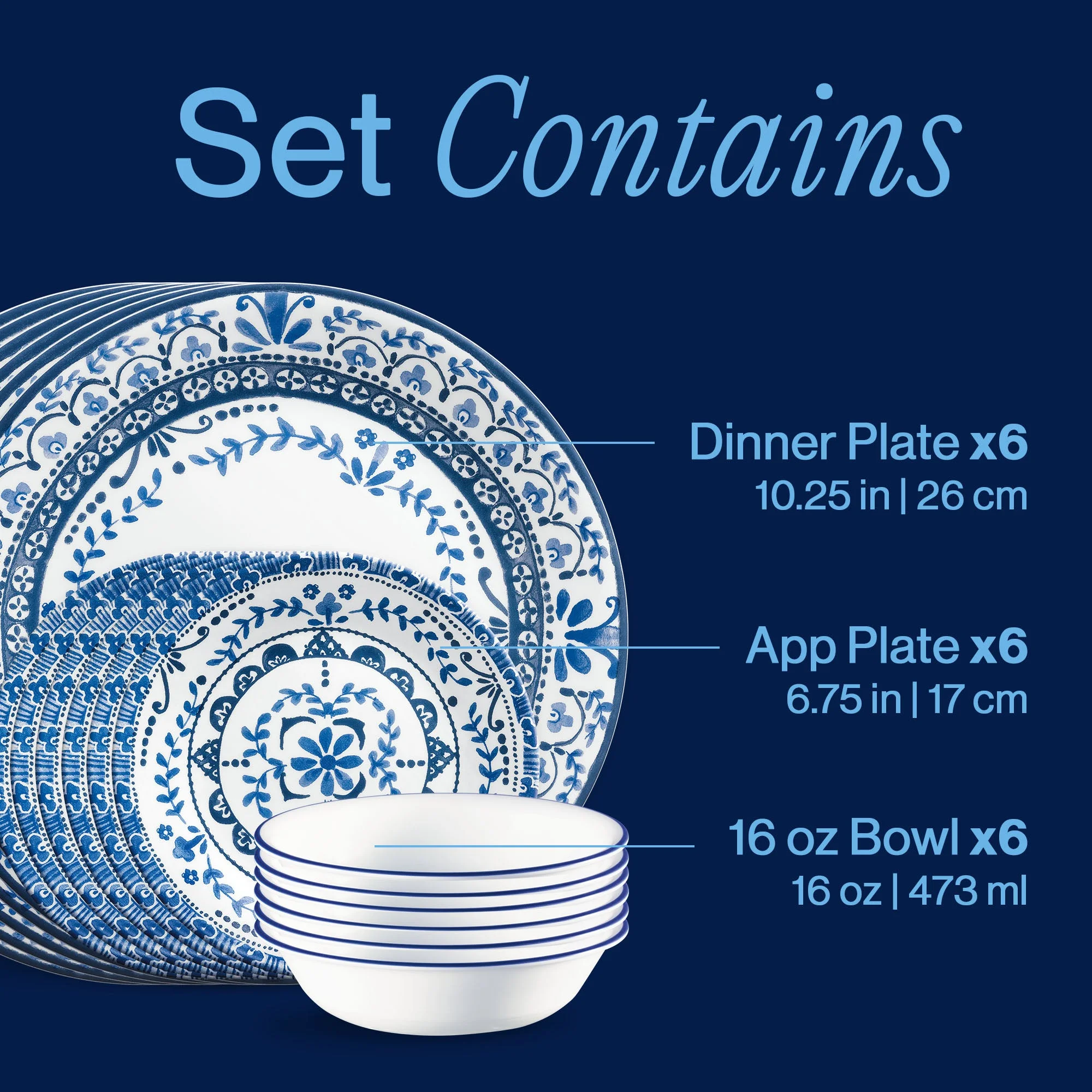 Corelle® Versatile Portofino Dinnerware Set – Service for 6 + Salad Plates - Image 8