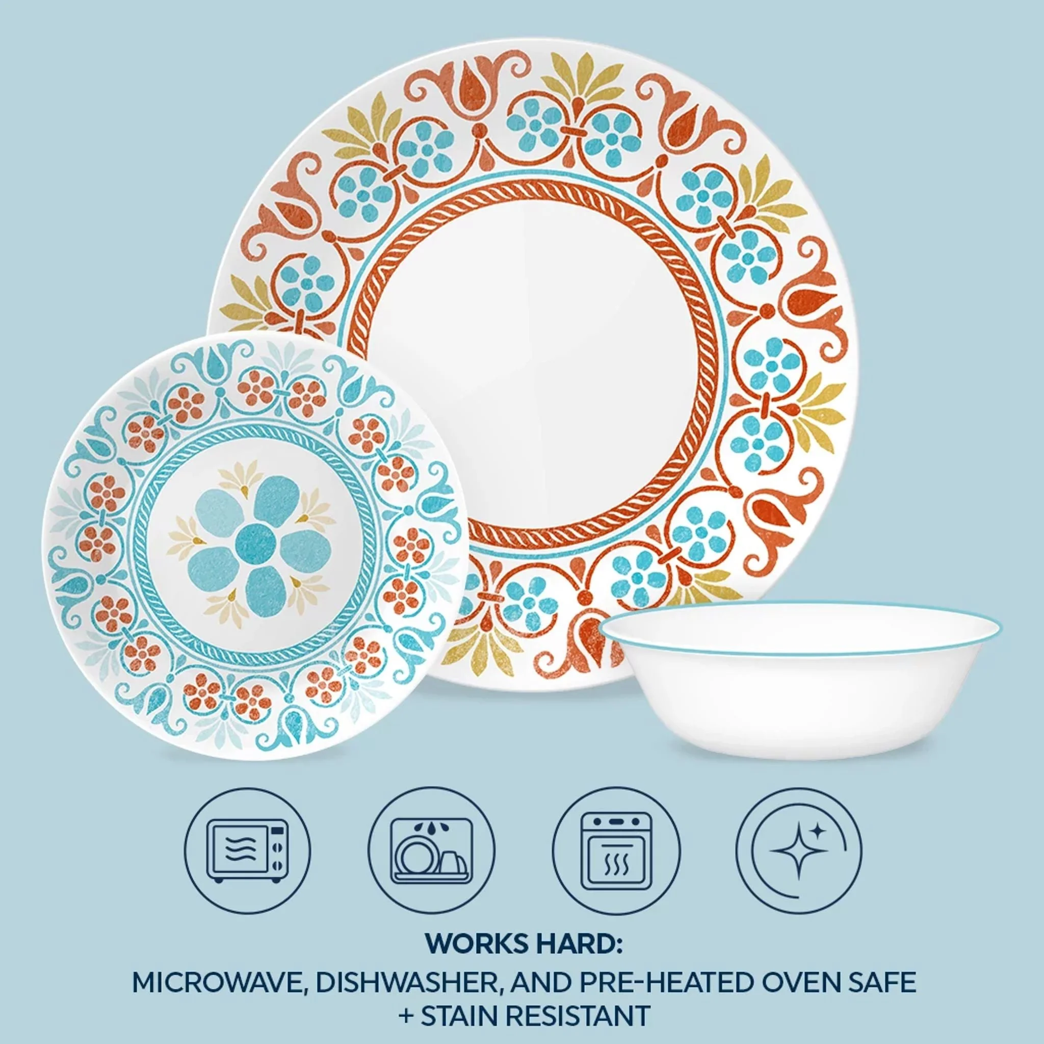 Corelle® Versatile Global Collection Terracotta Dreams 18-piece Dinnerware Set, Service for 6 - Image 6