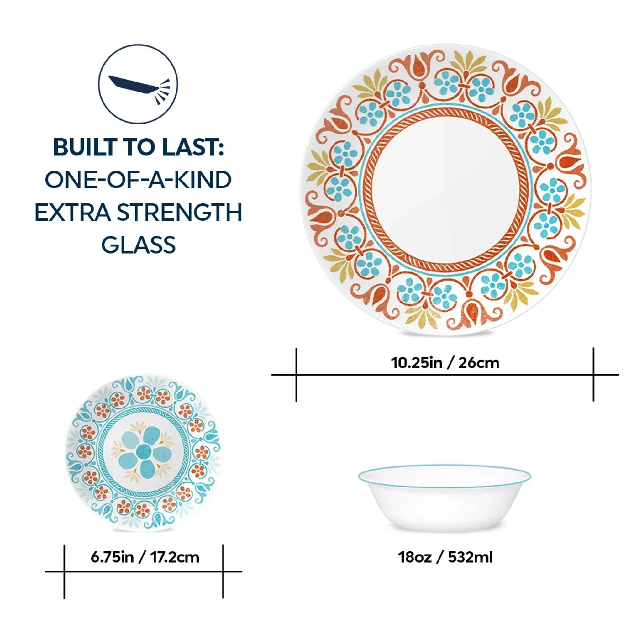 Corelle® Versatile Global Collection Terracotta Dreams 18-piece Dinnerware Set, Service for 6 - Image 3