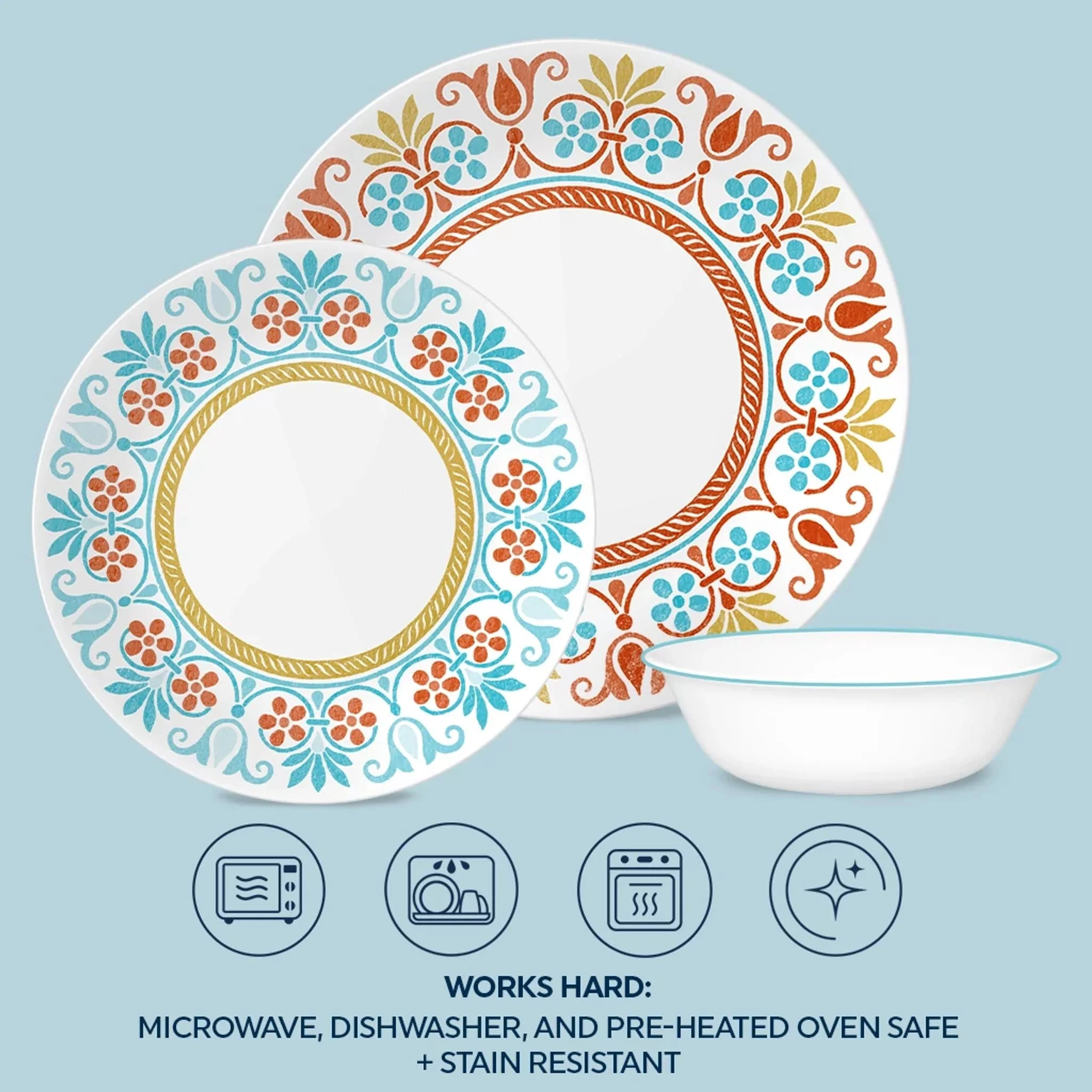 Corelle® Versatile Global Collection Terracotta Dreams 12-piece Dinnerware Set, Service for 4 - Image 4