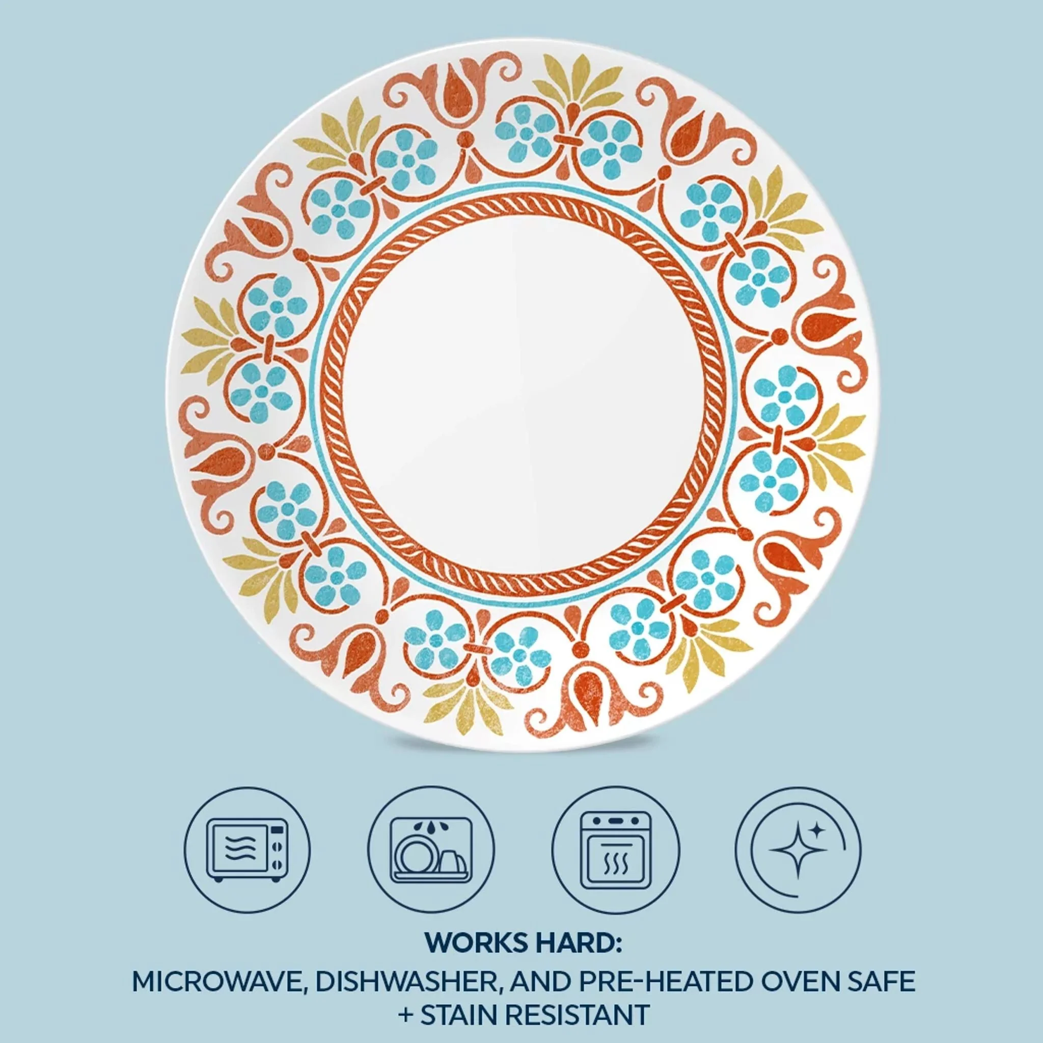 Corelle® Versatile Global Collection Terracotta Dreams 10.25” Dinner Plates, 6-pack - Image 4