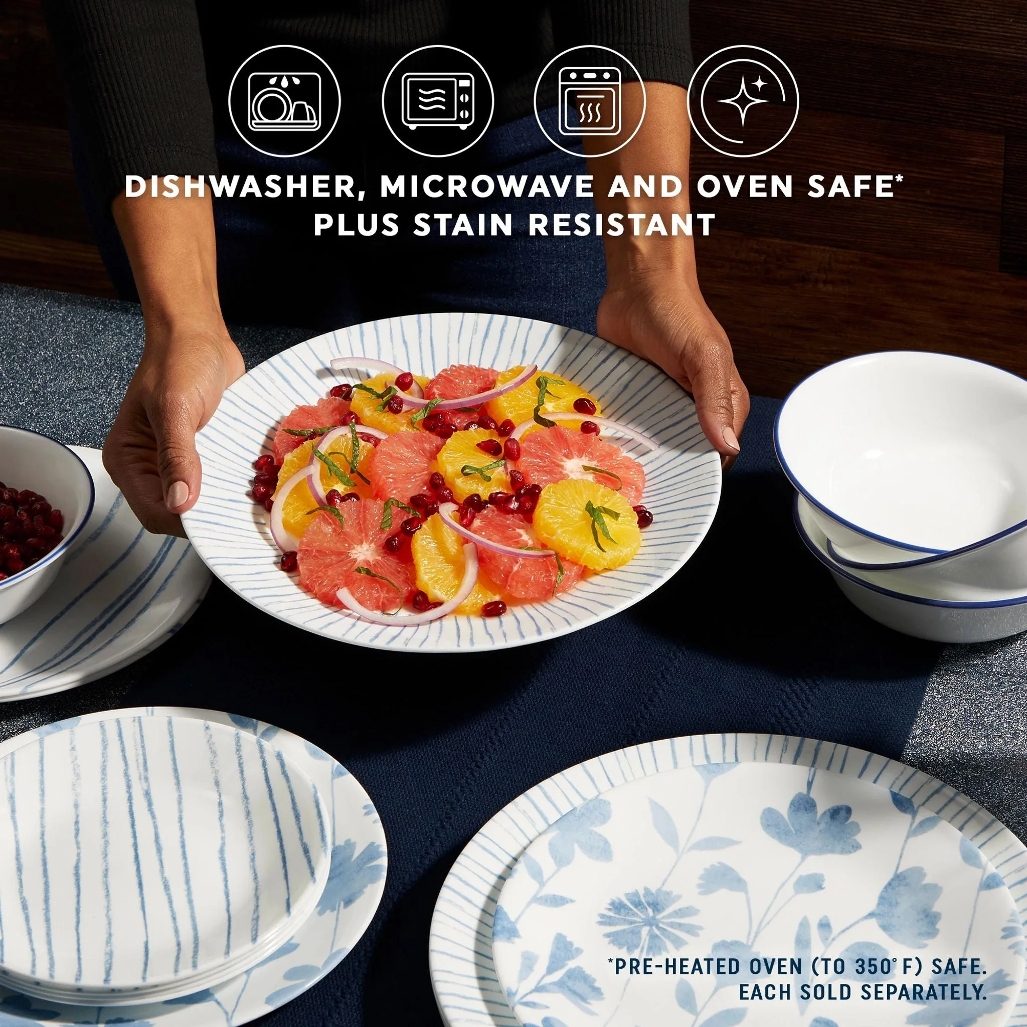 Corelle® Versatile Botanical Stripes 8.5 Salad Plates, 6 Pack - Image 4