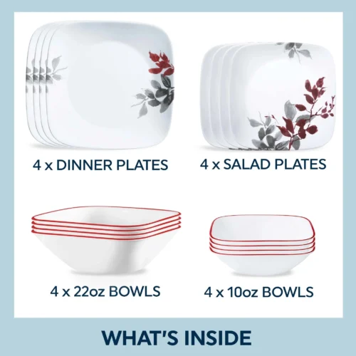 Alternative view of Corelle® Versatile Kyoto Leaves 16-piece Dinnerware Set, Service for 4
