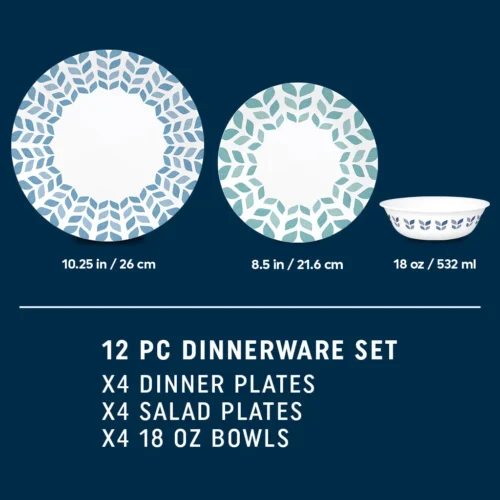 Alternative view of Corelle® Versatile Global Collection Northern Pines 12-piece Dinnerware Set, Service for 4