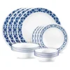 Corelle® Versatile Cobalt Circles 16-piece Mugless Dinnerware Set, Service for 4