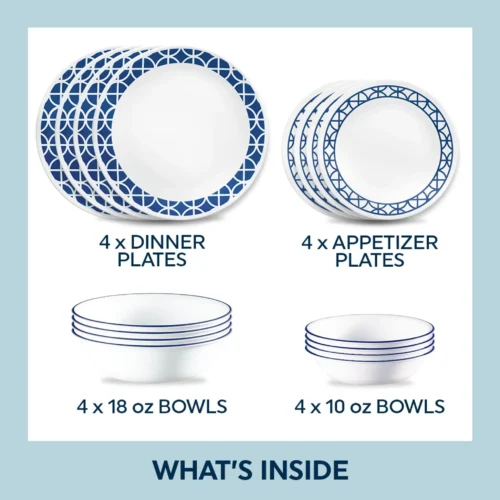 Alternative view of Corelle® Versatile Cobalt Circles 16-piece Mugless Dinnerware Set, Service for 4