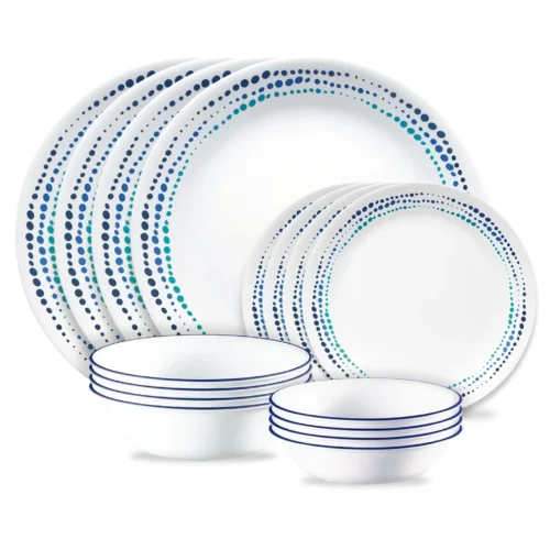 Corelle® Versatile Ocean Blues 16-piece Mugless Dinnerware Set, Service for 4