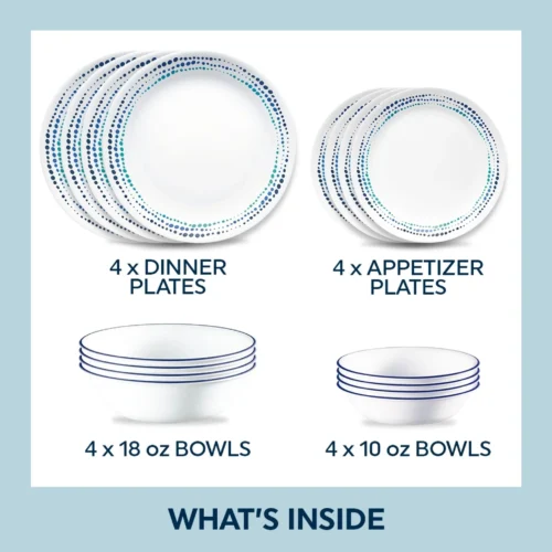 Alternative view of Corelle® Versatile Ocean Blues 16-piece Mugless Dinnerware Set, Service for 4