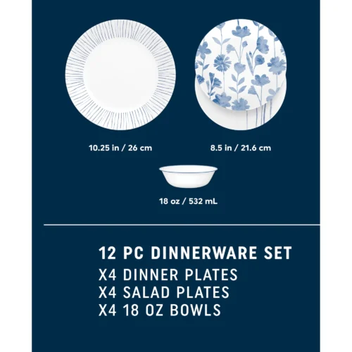 Alternative view of Corelle® Versatile Botanical Stripes 12-piece Dinnerware Set, Service for 4