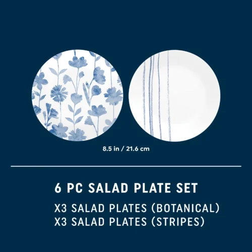 Alternative view of Corelle® Versatile Botanical Stripes 8.5 Salad Plates, 6 Pack