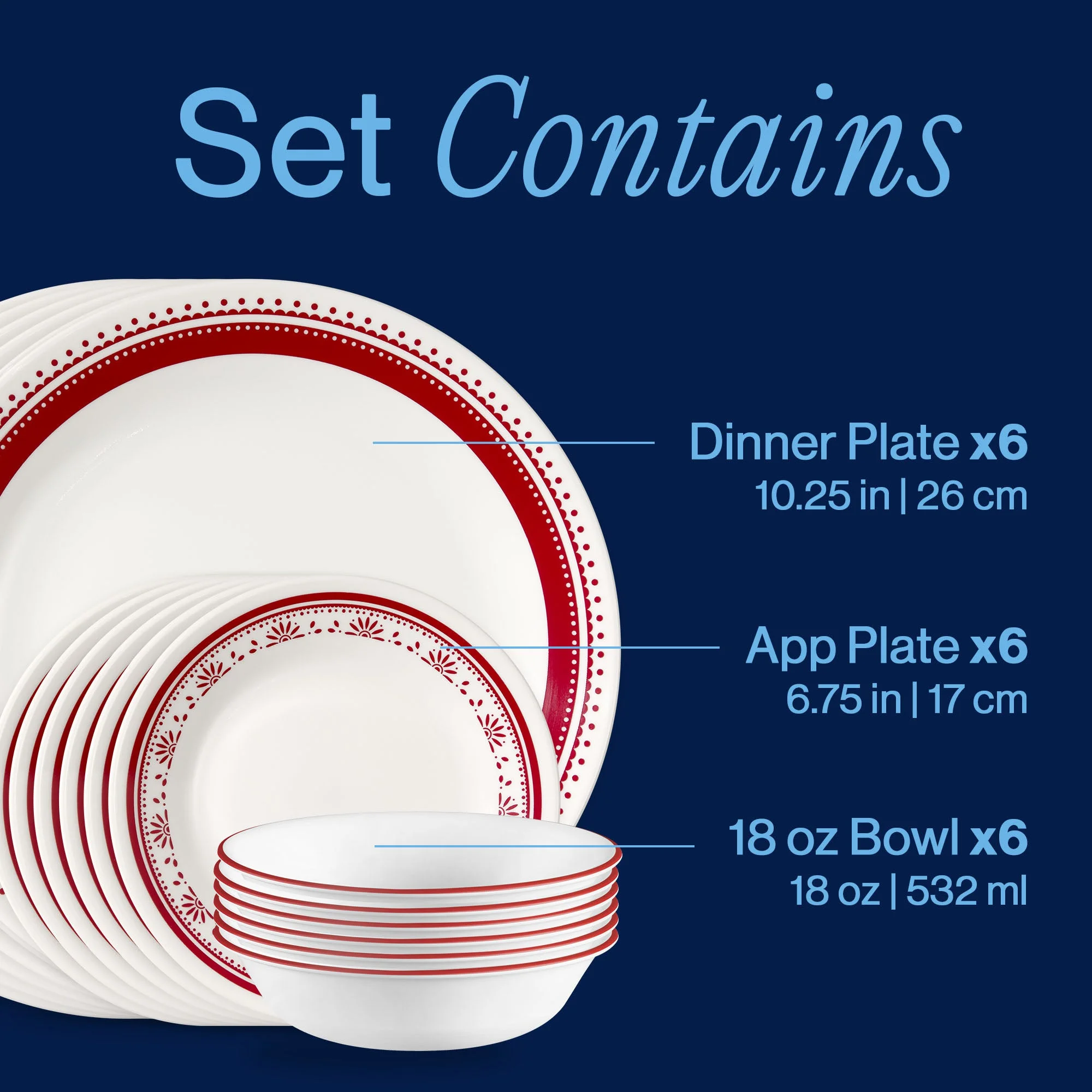 Corelle® Versatile Sadie 18-piece Dinnerware Set, Service for 6 - Image 3