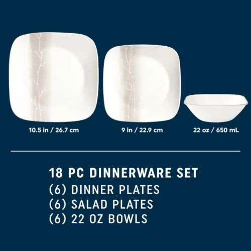 Alternative view of Corelle® Versatile Square Wandering Grove 18-piece Dinnerware Set, Service for 6