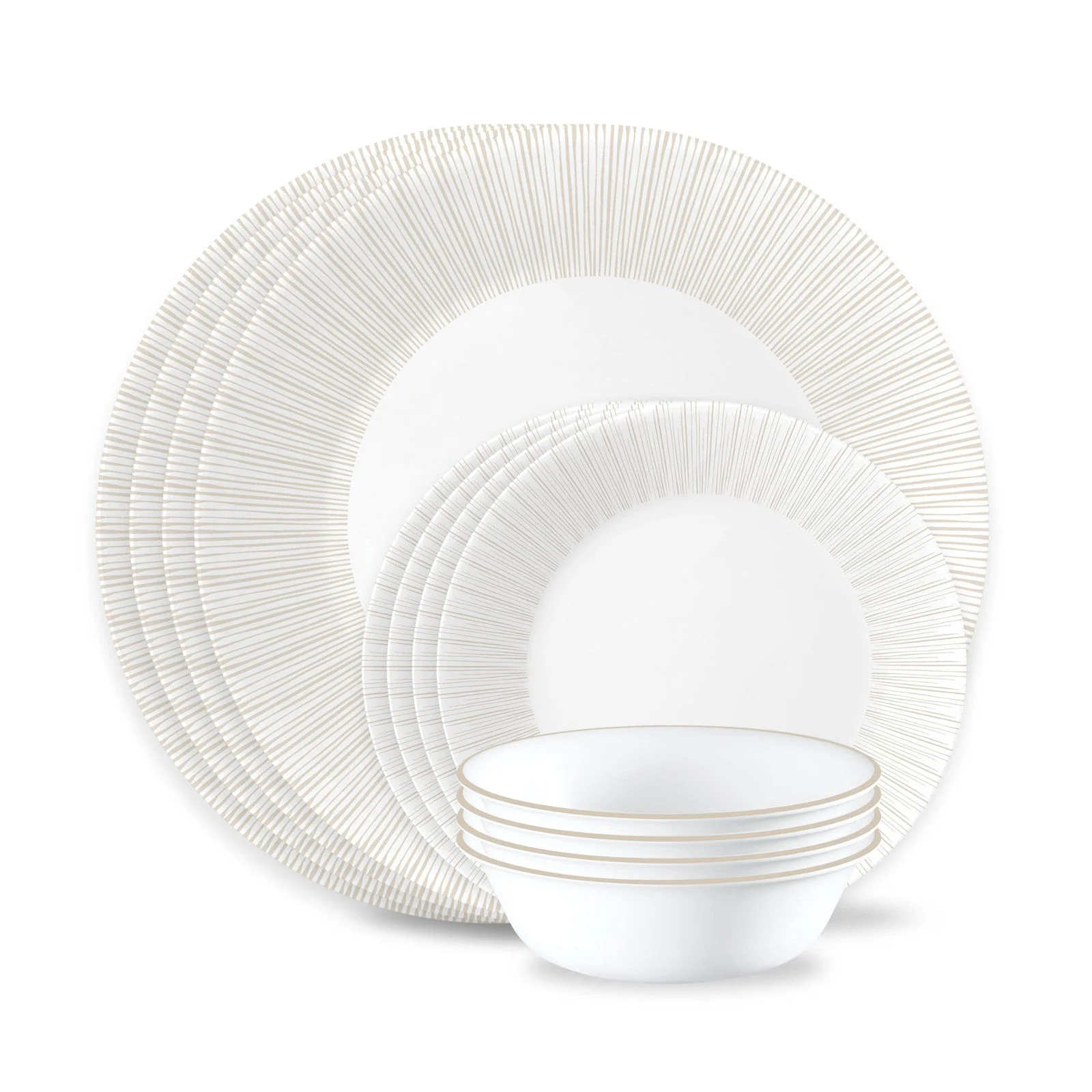 Corelle® Versatile Hushed Lines 12-piece Dinnerware Set, Service for 4