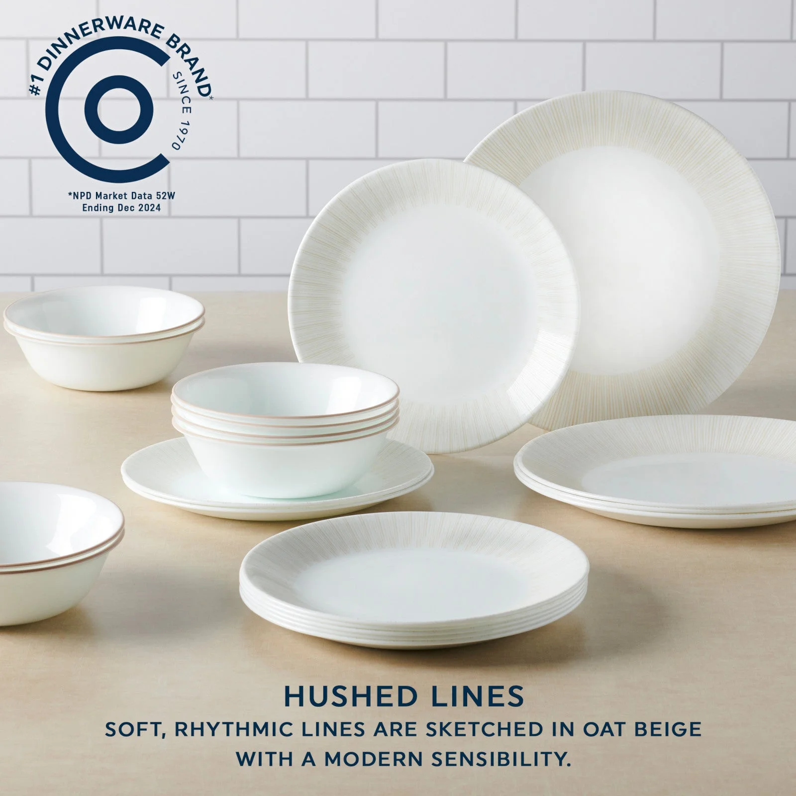 Corelle® Versatile Hushed Lines 12-piece Dinnerware Set, Service for 4 - Image 3