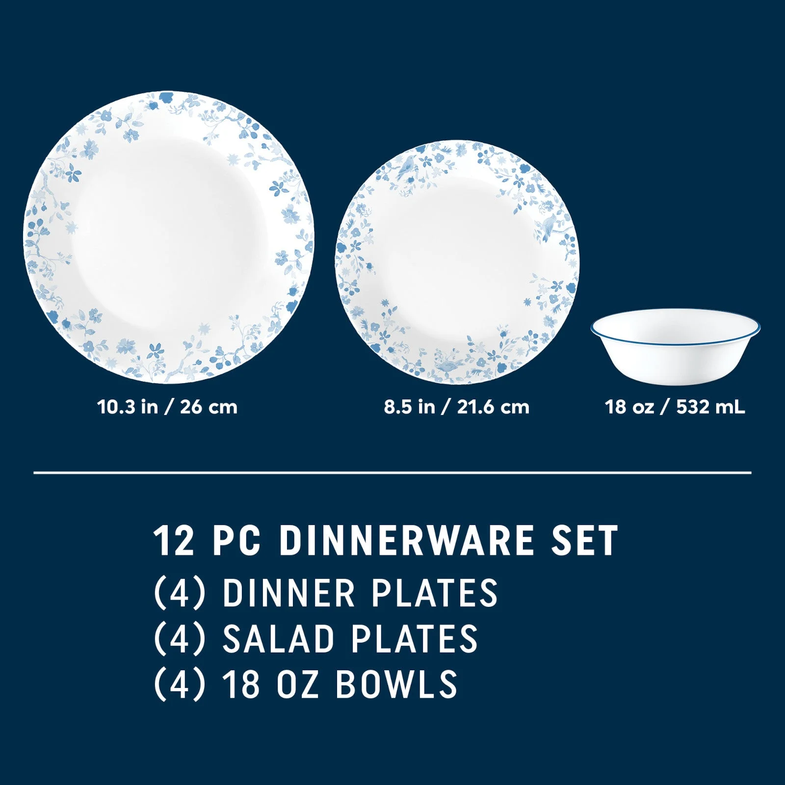 Corelle® Versatile Garden Song 12-piece Dinnerware Set, Service for 4 - Image 2