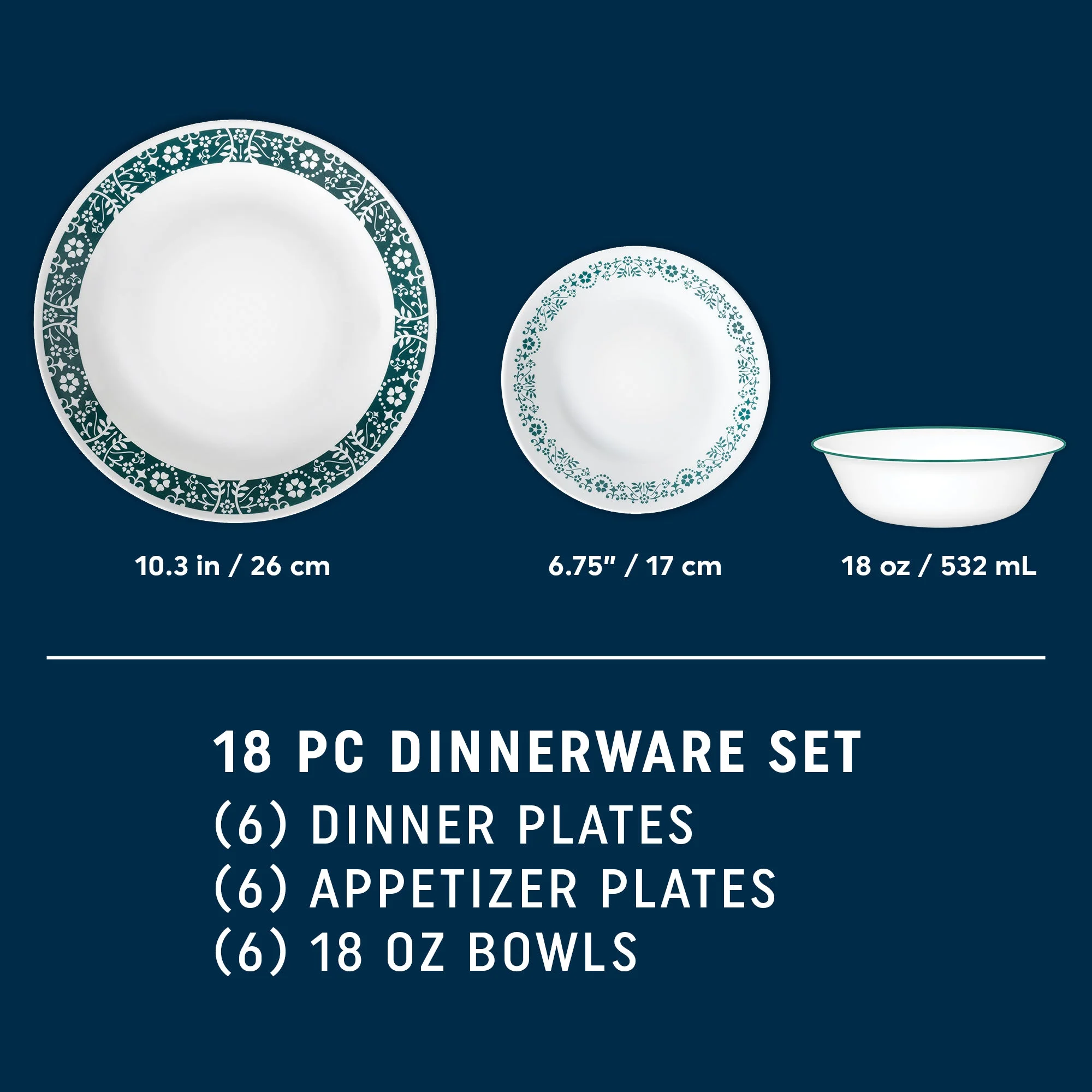 Corelle® Versatile Penelope 18-piece Dinnerware Set, Service for 6 - Image 2