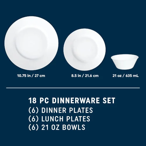 Alternative view of Corelle® Versatile Dazzling White Wide Rim 18pc Set, Service for 6