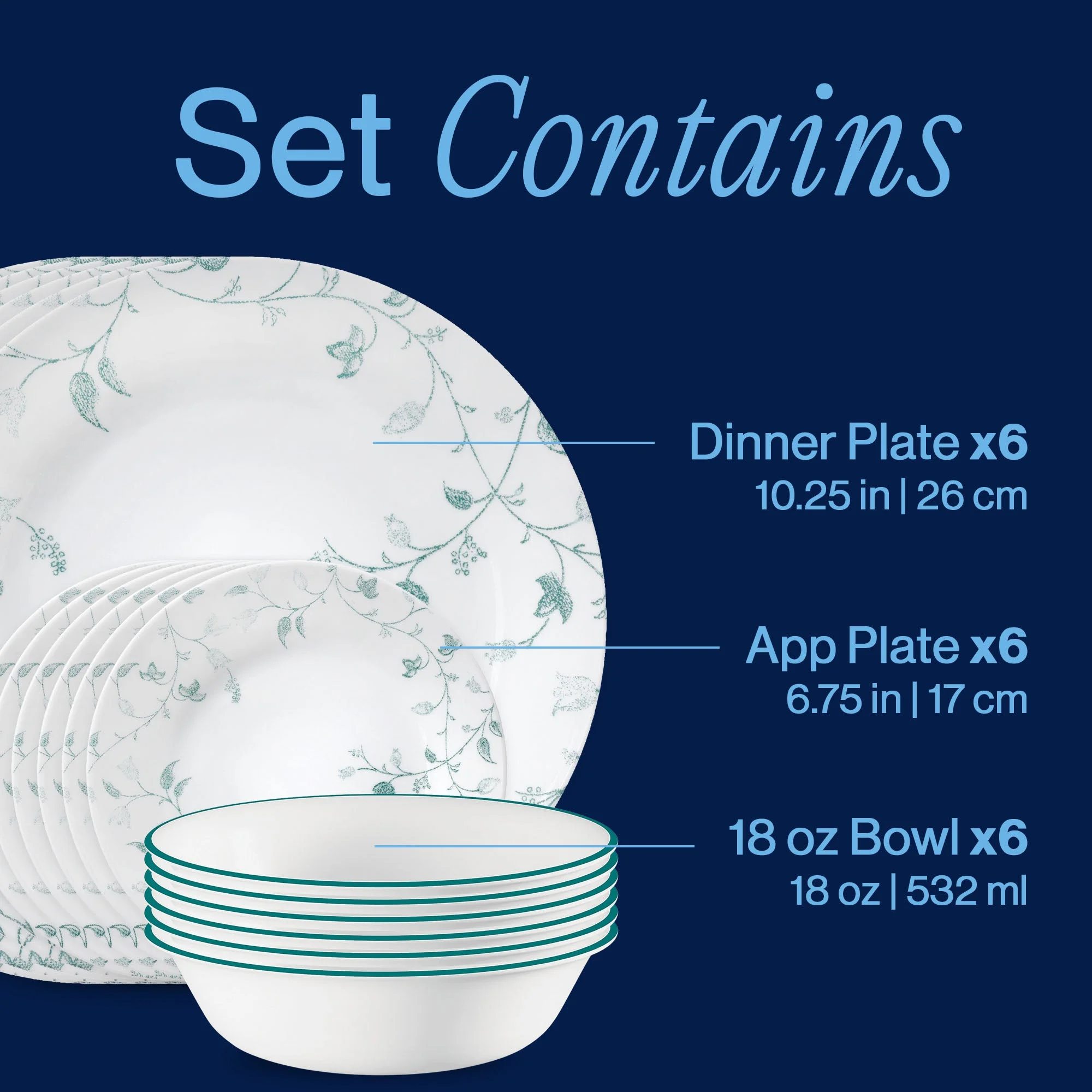Corelle® Versatile Chambord 18-piece Dinnerware Set, Service for 6 - Image 3