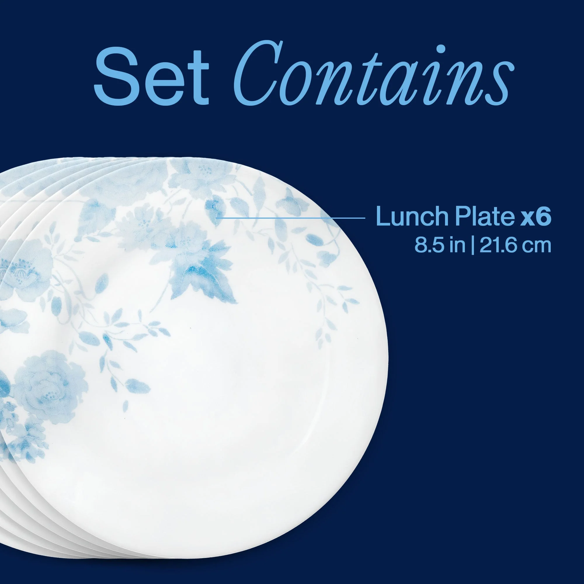 Corelle® Versatile Blue Bouquet 8.5 Lunch Plate, 6-pack - Image 3