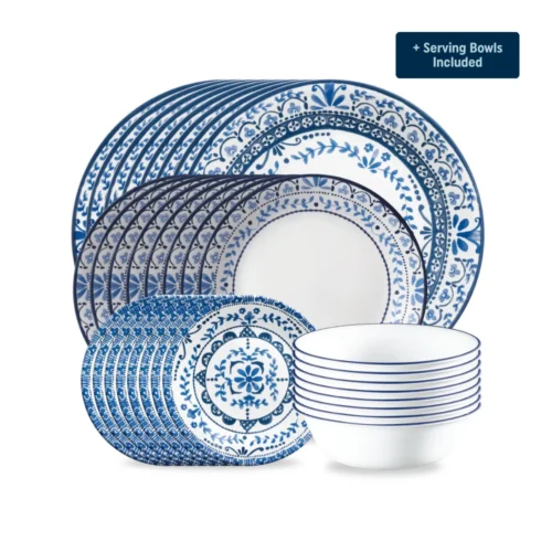 Corelle® Versatile Portofino Dinnerware Set – Service for 8 + Serving Bowls